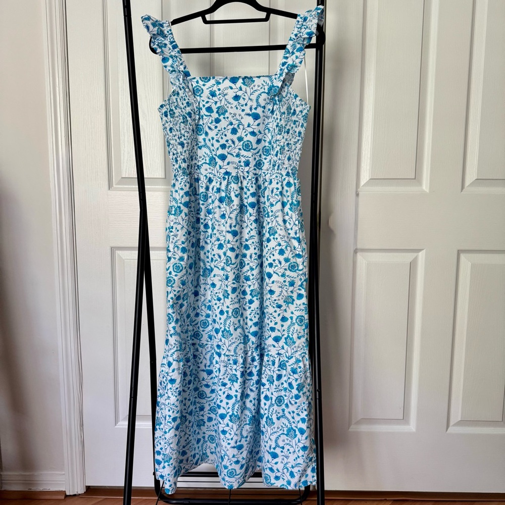 Draper James Blue and White Floral Sun Dress